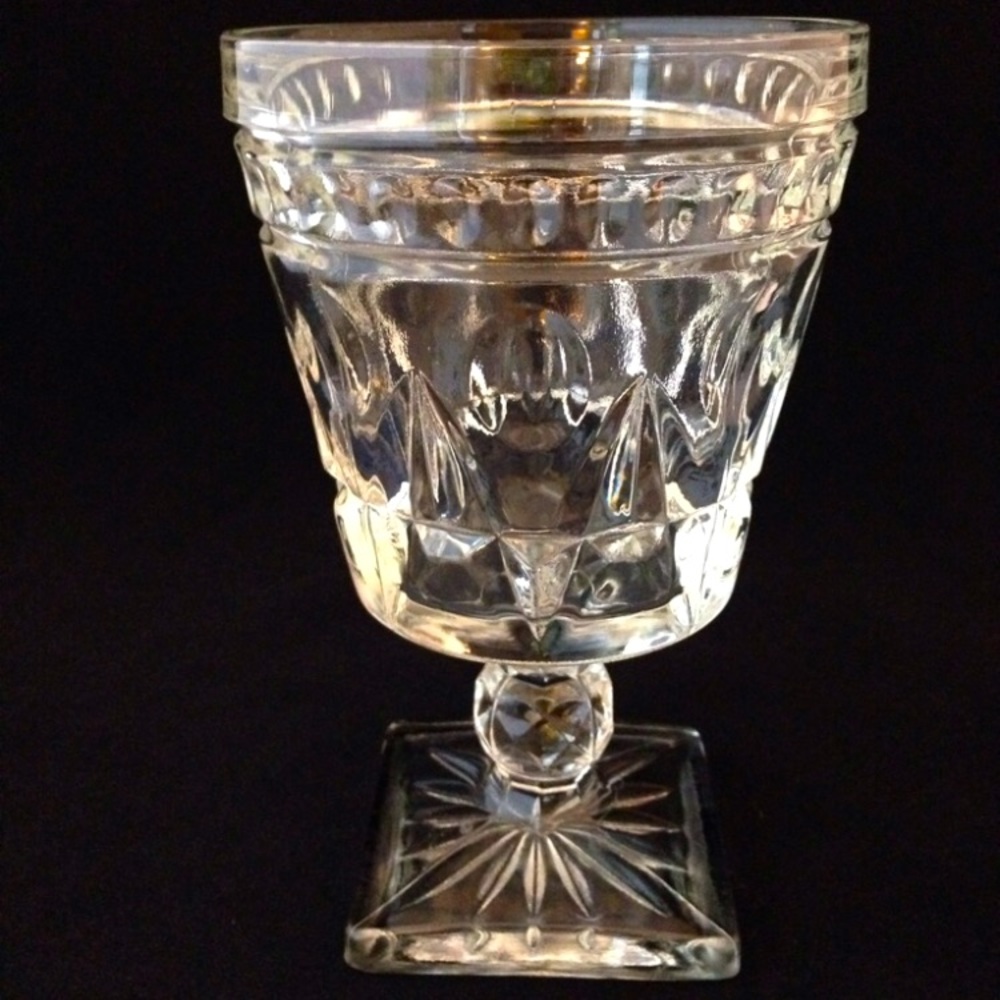 Colony Glass "Park Lane" Crystal Clear Footed Water Tumblers/Goblets - Set of 2